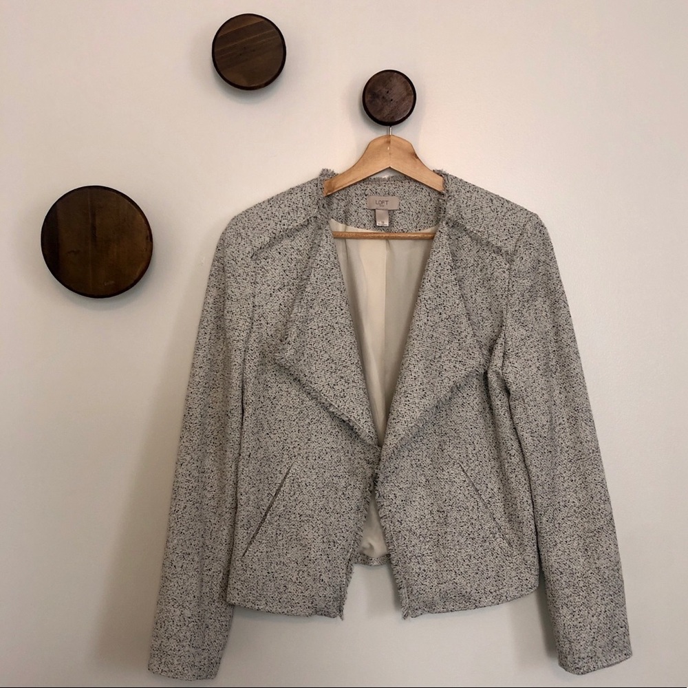 LOFT Outlet White and Black Open Blazer